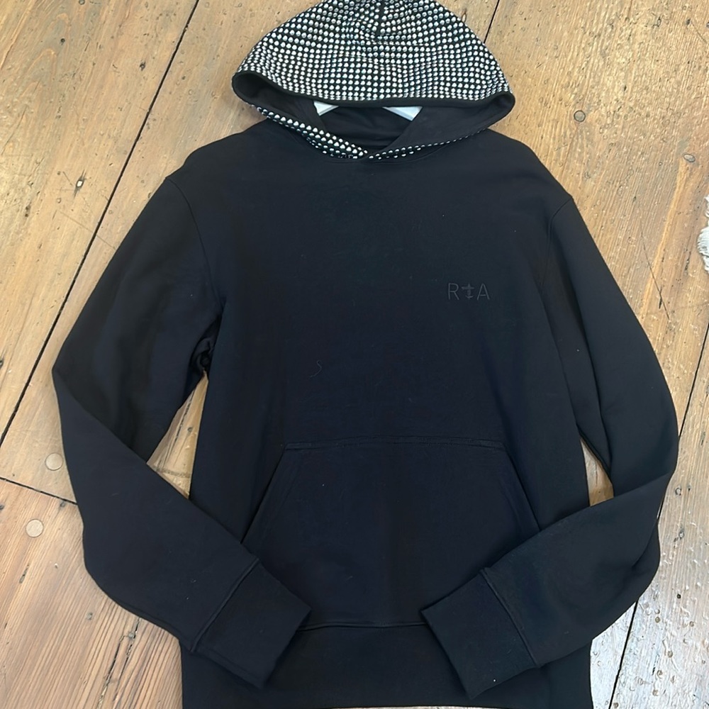 RTA swear shirt hoodie with from pocket studded hood